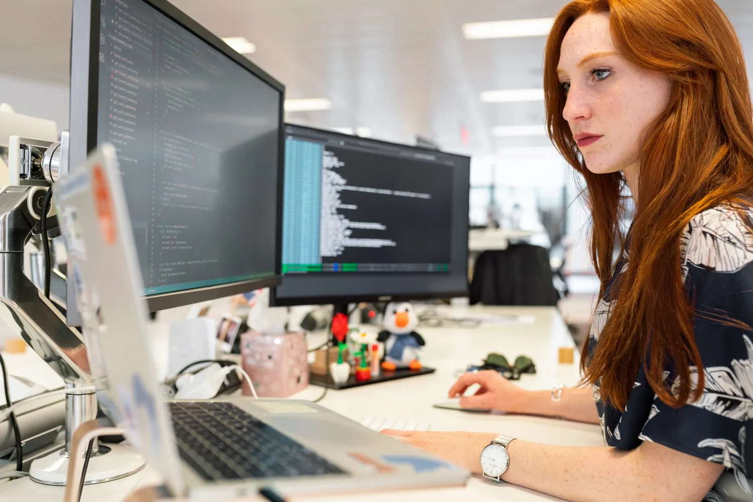Software engineer working at a computer